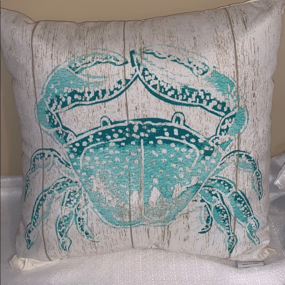 Threshold Outdoor Pillow with Crab! Turquoise EUC